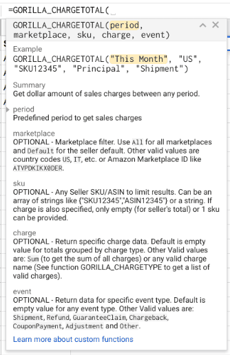 pull amazon data into google sheets