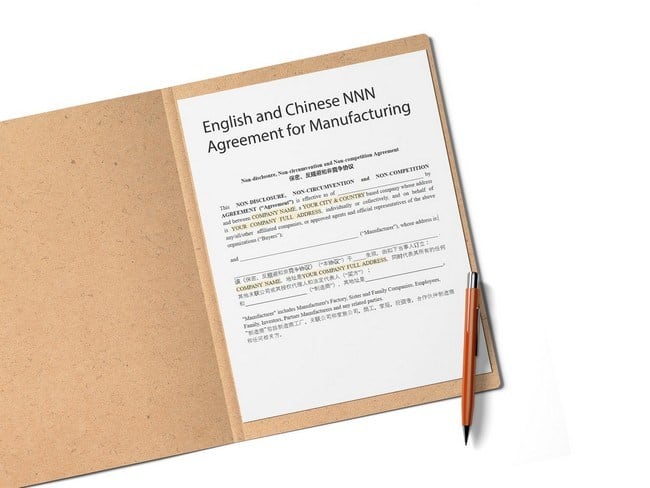 chinese english nnn agreement template