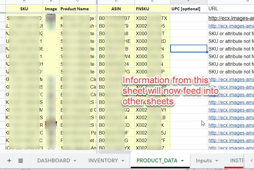 Amazon inventory management system using Google Sheets or Excel. Spreadsheet template included