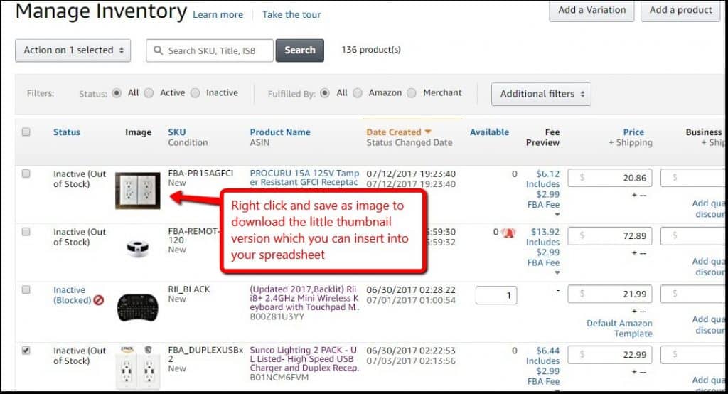 Amazon inventory management system using Google Sheets or Excel. Spreadsheet template included